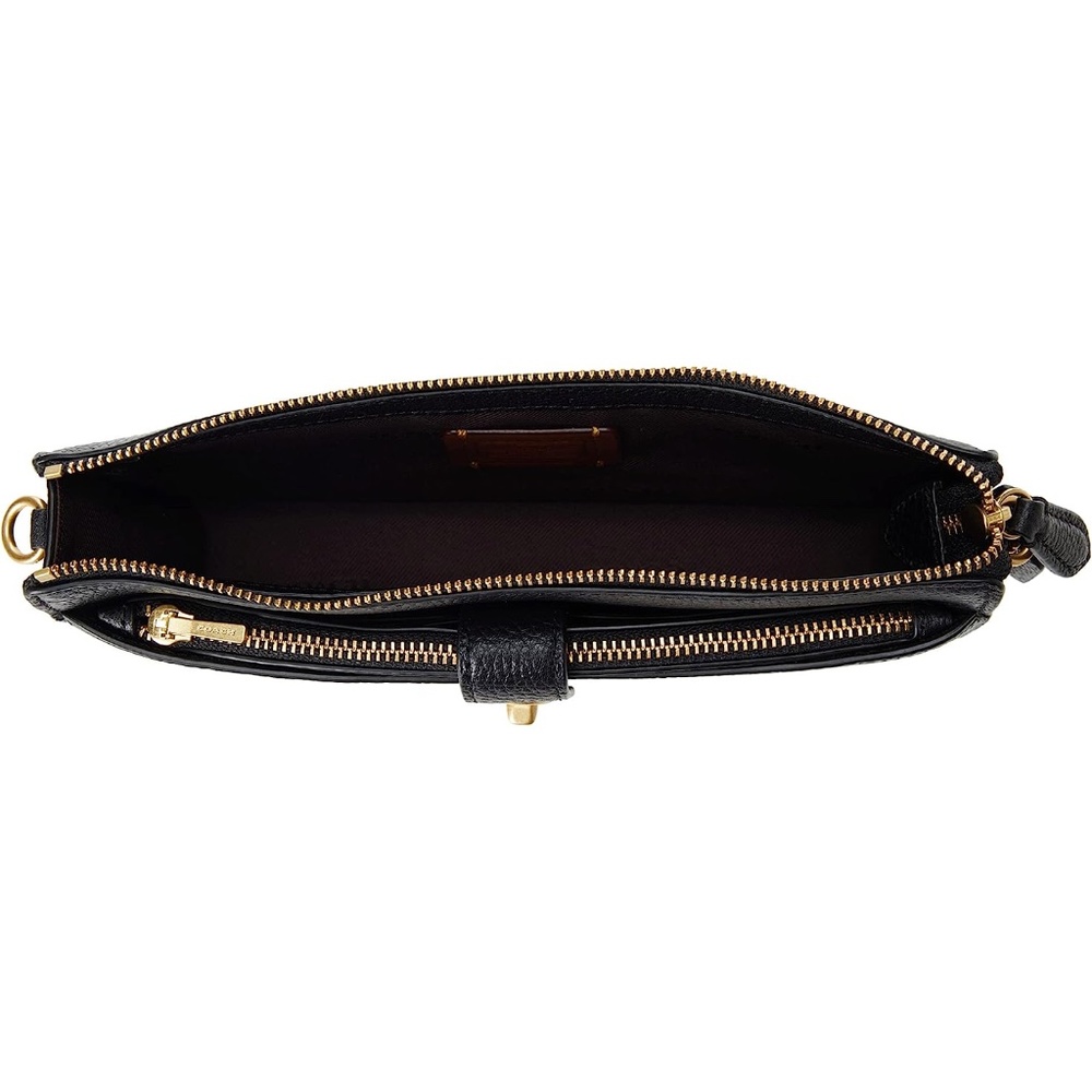 Coach Pebbled Leather Black Crossbody Wristlet - Picture 13 of 14